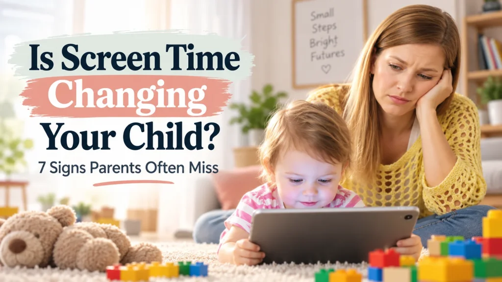 Parent noticing changes in child's behavior after screen time