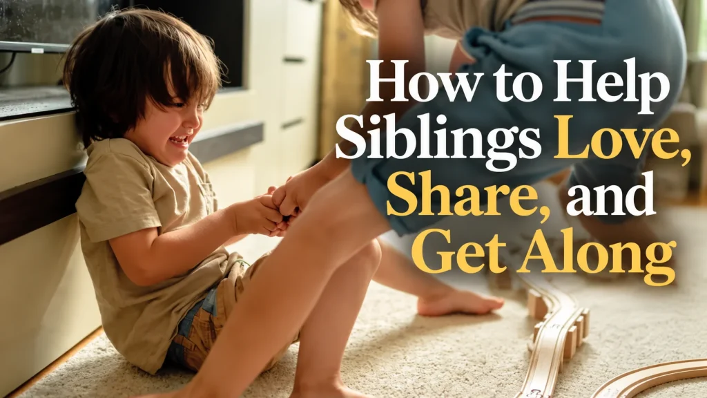 Siblings learning to share and care for each other